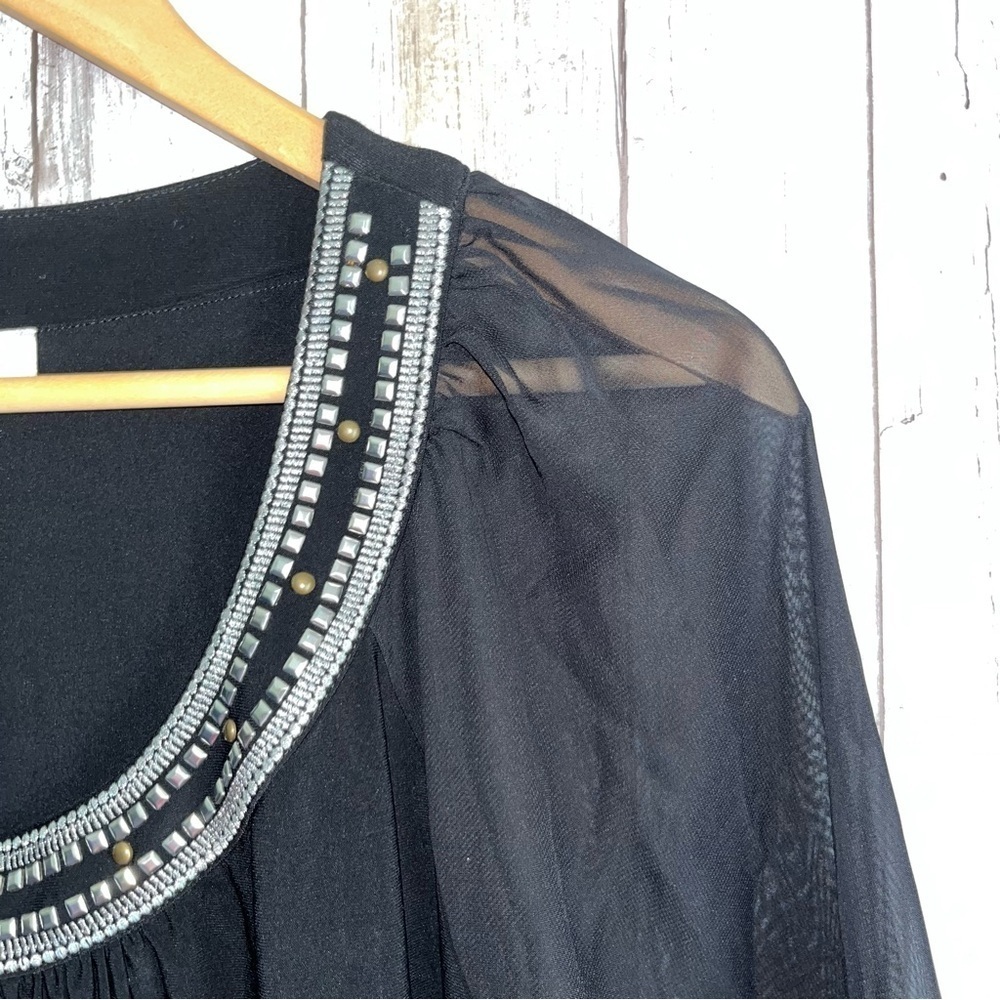 White House Black Market Black Embellished Neck Dress - Picture 3 of 5